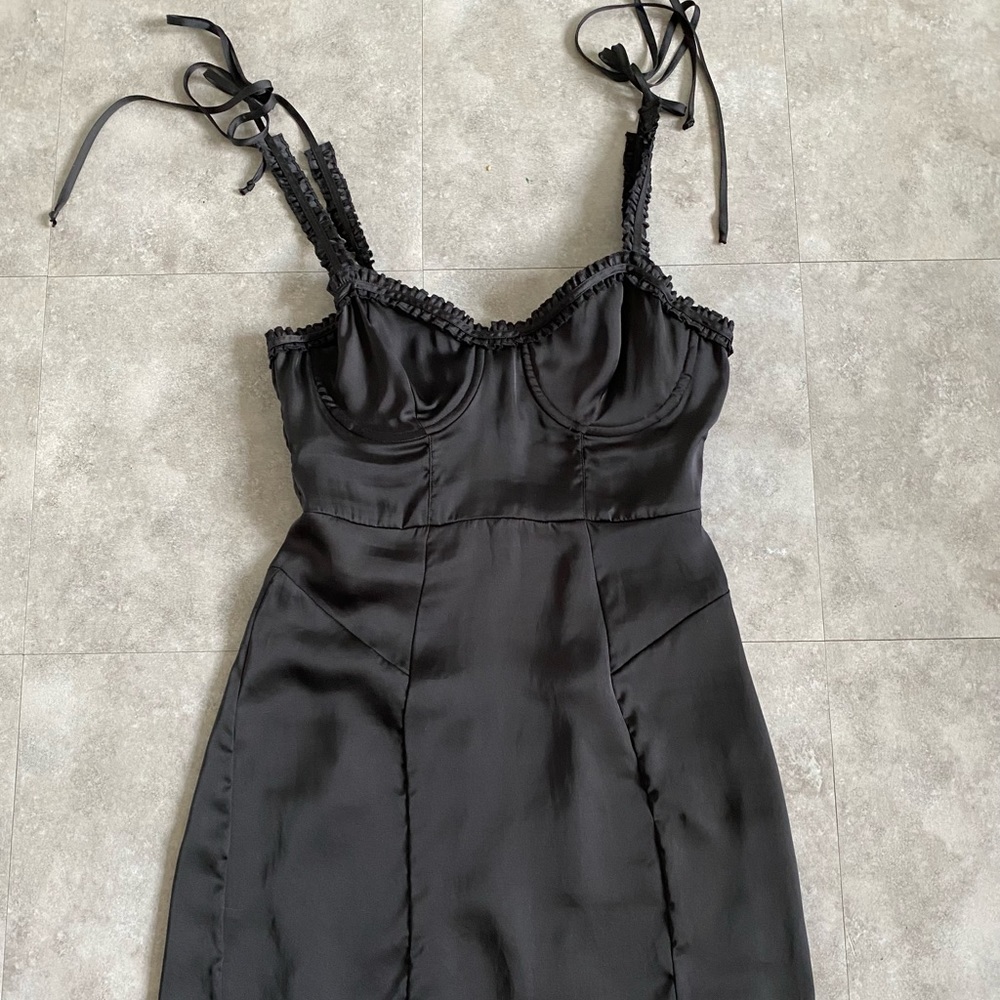 For love and lemons black satin dress